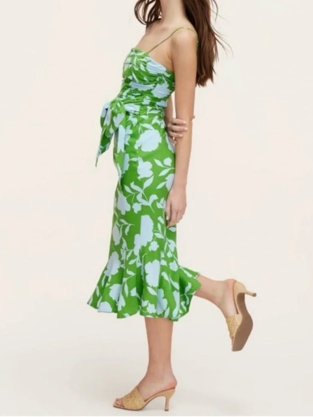 kate spade for Target Green and White Floral Tie-Front Midi Dress 2 piece  M